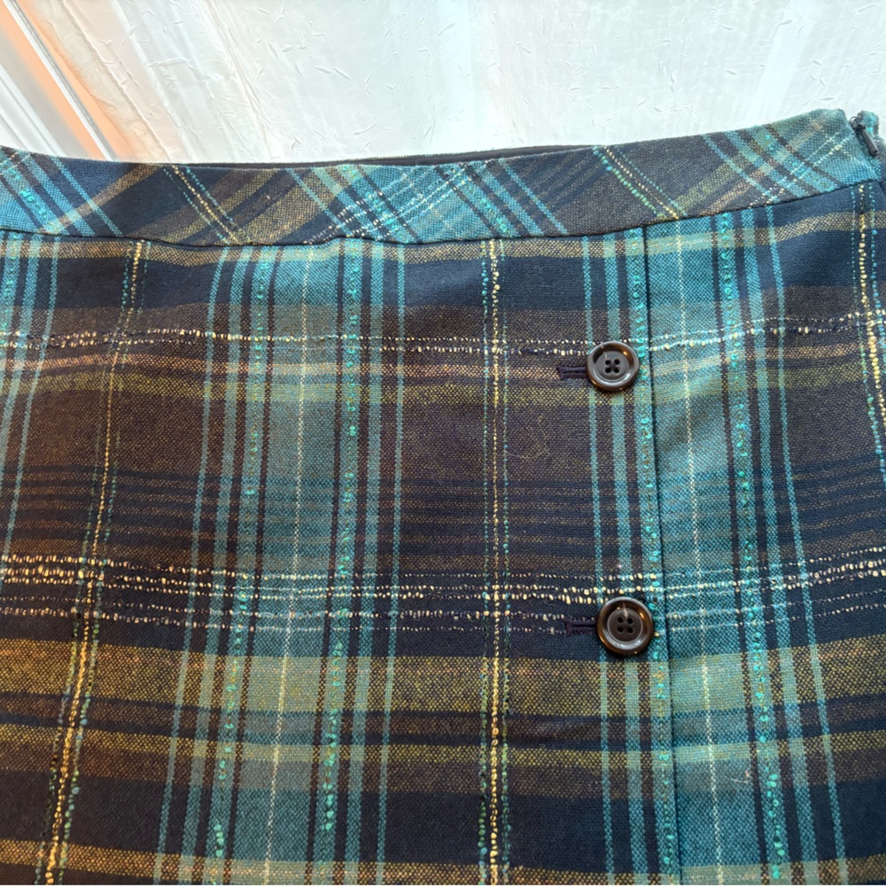 NWOT JJill Teal Plaid Mini Skirt - Picture 7 of 9